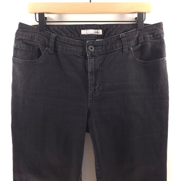 Chico's Women Jeans Platinum Size 2 Black Cropped Straight Leg Raw Frayed Hem - Picture 2 of 9